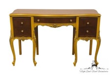 Vintage French Provincial Flip-Top Vanity Desk with Hidden Mirror — listing 2