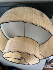 Mid-Century Modern Fiberglass Cone Shade Table Lamp with Black String Design — listing 4