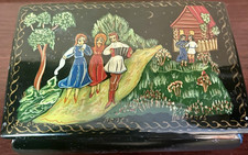 Hand-Painted Folk Art Wooden Trinket Box with Farm Scene — listing 2