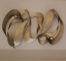 Contemporary Abstract Metal Wall Art Sculpture, Interlocking Rings with Torch-Flame Finish, listing 4