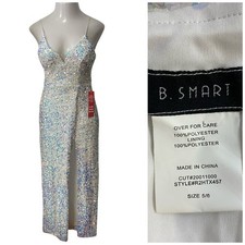 B. Smart Iridescent Sequin Spaghetti-Strap V-Neck Prom Gown with Front Slit, Size 5/6 — listing 4