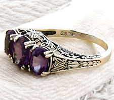 Vintage Three-Stone Gold-Tone Men's Ring with Clear Round Stones