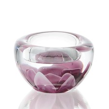 Art Glass Rose-Form Decorative Bowl, Amber and Iridescent Swirl — listing 2