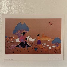 Signed & Numbered Limited Edition Native American Art Print - Two Mounted Warriors with Crescent Moon Landscape Yes - I can read the full name — listing 6