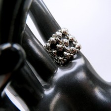 Handmade Bead-Embroidered Statement Ring with Faceted Red Rhinestone — listing 5