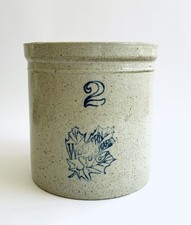 Western Stoneware Monmouth Pottery 8-inch Art Nouveau Blue Vase — listing 4