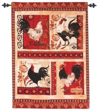 French Country Rooster & Hen Tapestry Wall Hanging 3' x 3.5' — listing 2
