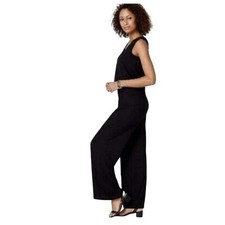 J. Jill Signature Soft Black Faux-Wrap Long-Sleeve Jumpsuit, Size L — listing 3