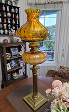 Antique Victorian Banquet Oil Lamp with Onyx Column and Cast Metal Base (Electrified) — listing 2