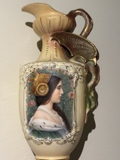 Antique Austrian Hand-Painted Porcelain Portrait Tankard/Pitcher with Victorian Lady Motif — listing 3