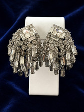 Vintage Rhinestone Marquise Cluster Clip-On Earrings — listing 3