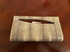 Stuart Weitzman Black Snakeskin Embossed Leather Envelope Clutch Bag — listing 5