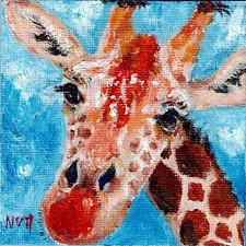 Framed Wildlife Painting of Giraffe with Doves, Signed J. Beckford