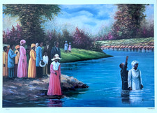 Framed African American Church Revival Scene Print, Gospel Worship Interior — listing 6
