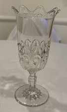 Pressed Glass Vase with Frosted Rose Motif and Sawtooth Rim — listing 5