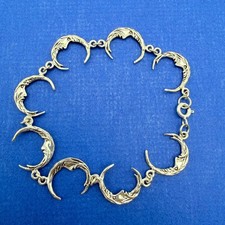 Sterling Silver Crescent Hoop Dangle Earrings with Scrollwork & Beaded Detail — listing 3