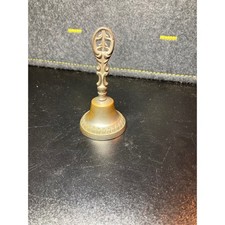 Vintage Brass Hand Bell with Cross Motifs and Long Handle — listing 4