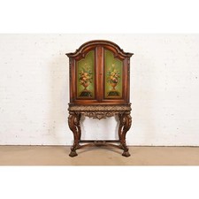 Berkey & Gay Antique Two-Door Cabinet / Chifferobe with Turned Fluted Legs and Burl Panels — listing 5