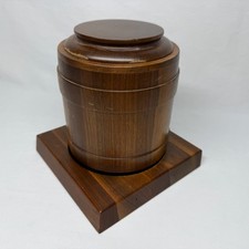 Vintage Barrel-Form Covered Tobacco/Humidor Jar, Black with Gold Trim — listing 2
