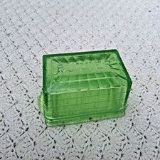 Vintage Green Uranium Glass Butter Dish Top / Lid with Embossed "BUTTER" Lettering — listing 5