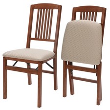 Stakmore Folding Side Chair with Green Vinyl Upholstery, Spanish Revival Style — listing 3