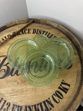Green Uranium Glass 9-Inch Plate with Ribbed Rim and Starburst Center — listing 2