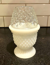 Vintage Frosted Milk Glass Fairy Lamp with Hand-Painted Rose Decoration Other maker's mark — listing 4