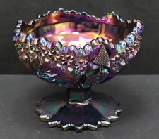 Pair of Iridescent Carnival Glass Footed Dessert / Sherbet Compotes, Made in Romania