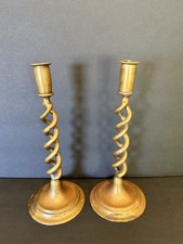 Pair of Tall Open Barley Twist Spiral Column Table Lamps, White Painted — listing 4