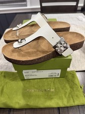 Tory Burch Mellow Suede Thong Sandal with Cork Footbed and Gold Logo Buckle, Size 8.5 — listing 4