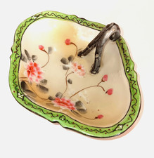 Pair of Antique Hand-Painted Porcelain Footed Salt Cellars/Nut Dishes with Roses and Gold Moriage — listing 6