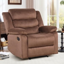 Upholstered Manual Recliner Chair in Mauve/Taupe Corduroy Fabric — listing 2