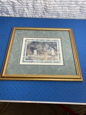 Framed Reproduction Print of Bouguereau-Style Painting 'First Whispers of Love' in Ornate Gold Frame — listing 2