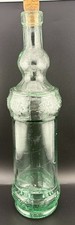 glass bottle cork Vintage Green Glass Tall-Neck Decorative Bottle with Cork Stopper — listing 2