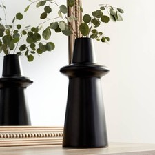 Matte Black Ceramic Vase with Applied Bird and Foliage Relief Decoration — listing 6
