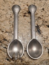 Cast Aluminum Salad Bowl with Spiral & Zigzag Tribal Motif and Matching Servers — listing 3