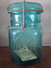 Ball Bicentennial Blue Glass Bail-Wire Canning Jar with Embossed Eagle Seal (1776-1976) — listing 5