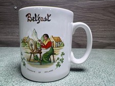 Vintage Cream-Glazed Belfast Souvenir Mug with Black Cityscape Transfer