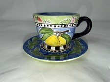 Hand-Painted Ceramic Lemon & Strawberry Square Decorative Plate — listing 2
