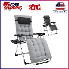 Zero Gravity Folding Lounge Chair with Headrest Pillow, Black Textilene Mesh — listing 5