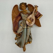 Oval High-Relief Resin Wall Plaque of an Angel Playing a Lute/Mandolin — listing 4