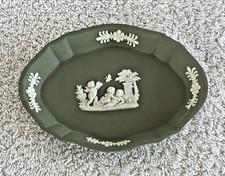 Wedgwood Dark Blue Jasperware Small Pin Dish / Tray with Classical Dancing Figures — listing 3