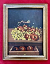 Framed Still Life Print of Grapes in Bowl, Tuscan Style, Double-Matted in Ornate Bronze Gilt Frame — listing 3
