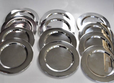 Oneida Silversmith Set of 8 Silverplate Coasters with Glass Inserts, 6 inch Round