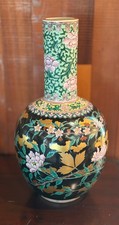 Pair of Chinese Famille Noire Porcelain Baluster Vases with Figural Panels — listing 2