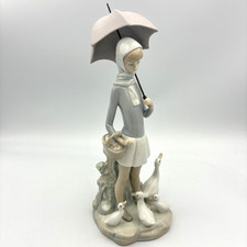 Lladró 'Girl with Umbrella and Ducks/Geese' Matte Porcelain Figurine — listing 4