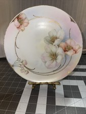 Antique Royal Rudolstadt Prussia Hand-Painted Porcelain Cake Plate with Gilt Handles - Grape & Floral Motif — listing 2