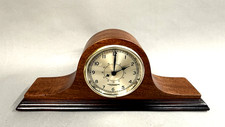 Vintage Electric Tambour Mantel Clock, Napoleon Hat Style, Walnut Case — listing 4