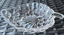 Vintage Pressed Glass Cut-Style Bowl with Fan and Diamond Pattern, Scalloped Rim