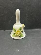 Porcelain Hand Bell with Pink Rose Trellis Pattern and Gold Trim D.N. & E.I. crown mark — listing 3